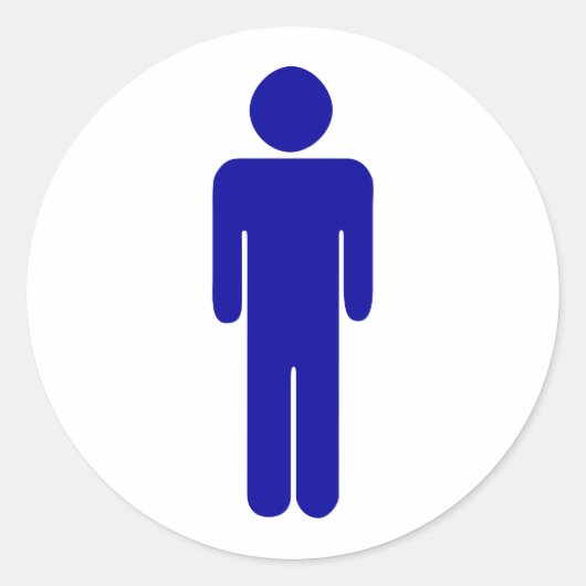 Mannen toiletten of badkamer teken ronde sticker (Voorkant)