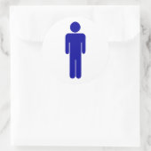 Mannen toiletten of badkamer teken ronde sticker (Tas)