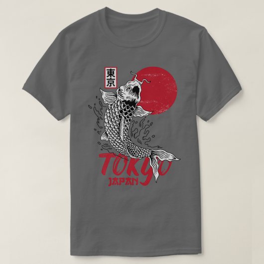 Mannen Tokyo Japan Design met Koi Carp in Red en T-shirt (Design voorkant)
