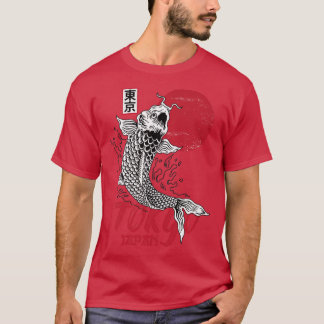 Mannen Tokyo Japan Design met Koi Carp in Red en T-shirt