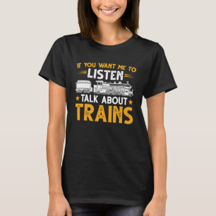 Mannen trein praten over treinen locomotief t-shirt