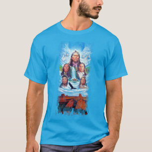 Mannen trendy Blauwgroen blauw bekende indianen T-shirt