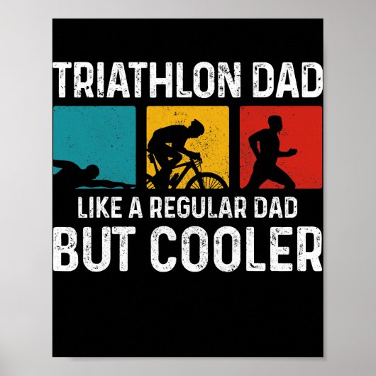 Mannen triatlon vader als een gewone vader maar ko poster (Voorkant)