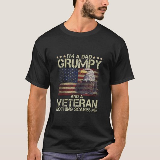 Mannen trotse adelaar Ik ben papa Grumpy en vetera T-shirt (Voorkant)