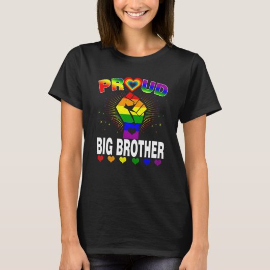 Mannen trotse Big Brother Rainbow LGBT Gay Pride M T-shirt (Voorkant)