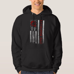 Mannen Trotse Lacrosse Papa Amerikaanse Vlag Cool Hoodie