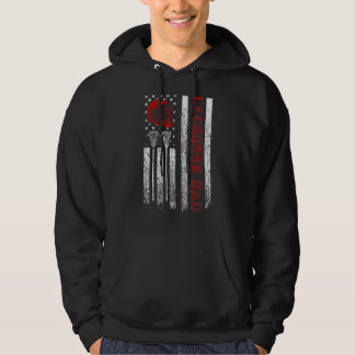 Mannen Trotse Lacrosse Papa Amerikaanse Vlag Cool  Hoodie