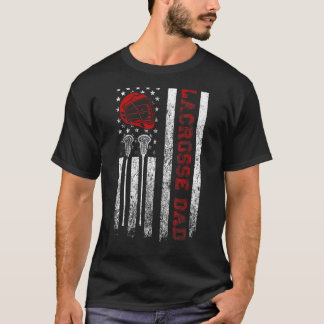 Mannen Trotse Lacrosse Papa Amerikaanse Vlag Cool  T-shirt