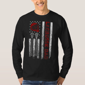 Mannen Trotse Lacrosse Papa Amerikaanse Vlag Cool  T-shirt