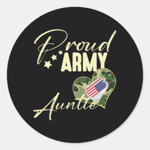 Mannen Trotse Leger Tante Camouflage Hondenpenning Ronde Sticker