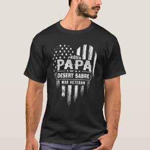 Mannen trotse papa pap woestijn sabel oorlog veter t-shirt