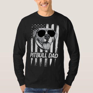 Mannen Trotse Pitbull Papa Amerikaanse Flag Funny T-shirt