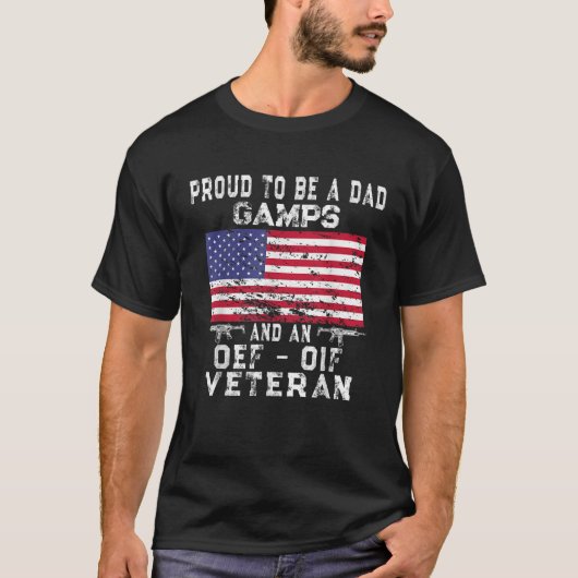Mannen trotse vader gampt OEF OIF veteraan retro A T-shirt (Voorkant)
