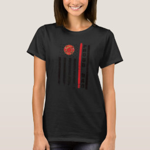 Mannen Trotse Vuur Papa Amerikaanse Vlag Brandweer T-shirt