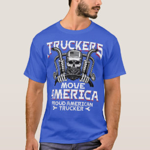 Mannen truckers verplaatsen Amerikaanse vrachtwage T-shirt