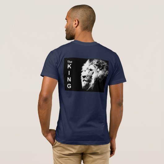 Mannen TShirts Navy Blue Modern Pop Art Lion Head (Achterkant volledig)