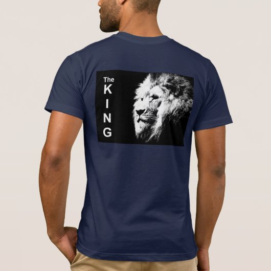 Mannen TShirts Navy Blue Modern Pop Art Lion Head (Achterkant)