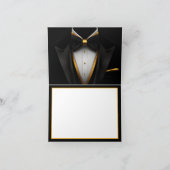Mannen Tuxedo Black Gold verjaardagsfeestje Bedankkaart (Binnen)