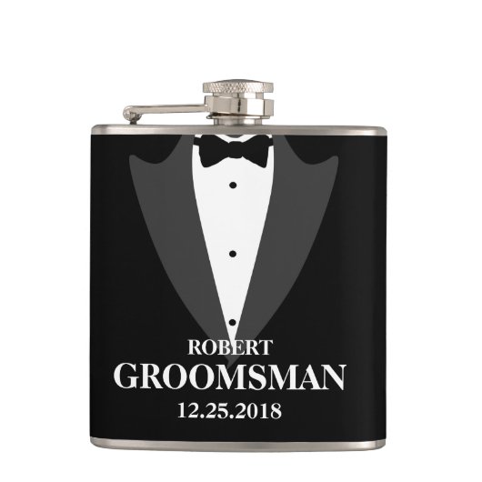Mannen Tuxedo en Groomsmen Wedding Heupfles (Voorkant)