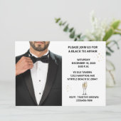 Mannen Tuxedo Zwart Stropdas Feestbal Kaart (Staand voorkant)