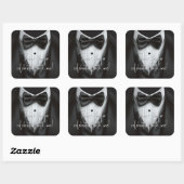 Mannen Tuxedo Zwart Wit Verjaardagsfeest Vierkante Sticker (Vel)