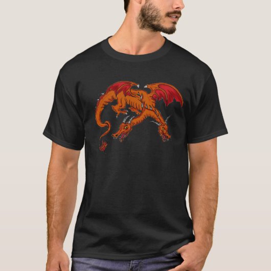 Mannen tweekoppige draak t-shirt (Voorkant)