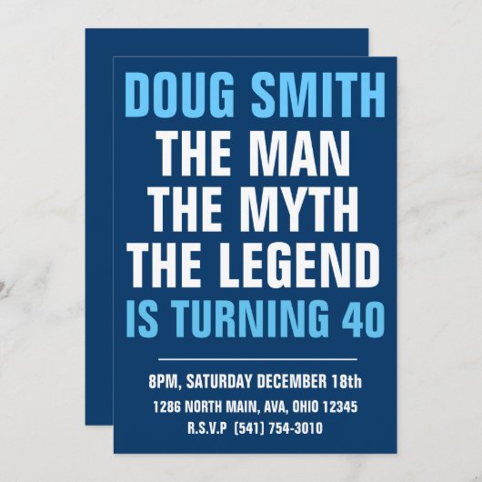 Mannen uitnodiging op 30e/40e/50e/60e verjaardag v (Voorkant / Achterkant)