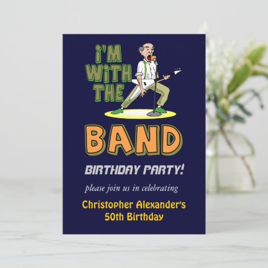 Mannen uitnodiging van Funny Birthday (Staand voorkant)