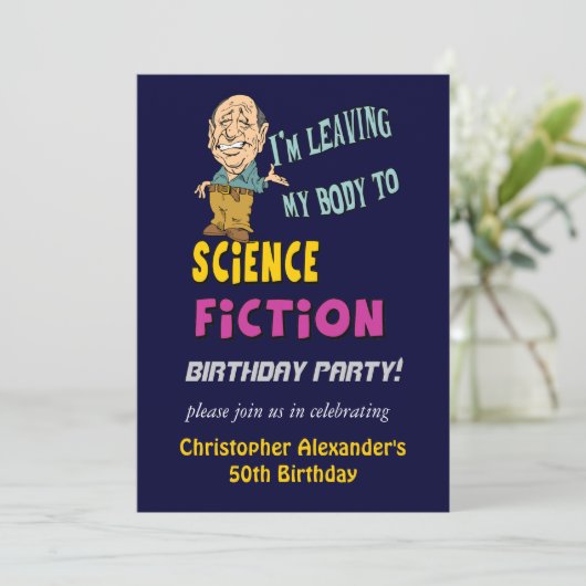 Mannen uitnodiging van Funny Birthday (Staand voorkant)