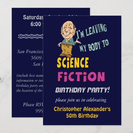 Mannen uitnodiging van Funny Birthday (Voorkant / Achterkant)