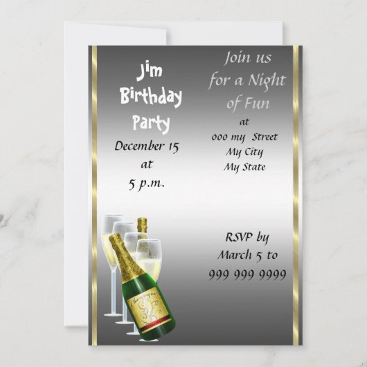 Mannen uitnodiging van Siver Birthday (Voorkant)