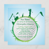 Mannen uitnodiging voor 50e verjaardag van de Golf (Voorkant / Achterkant)