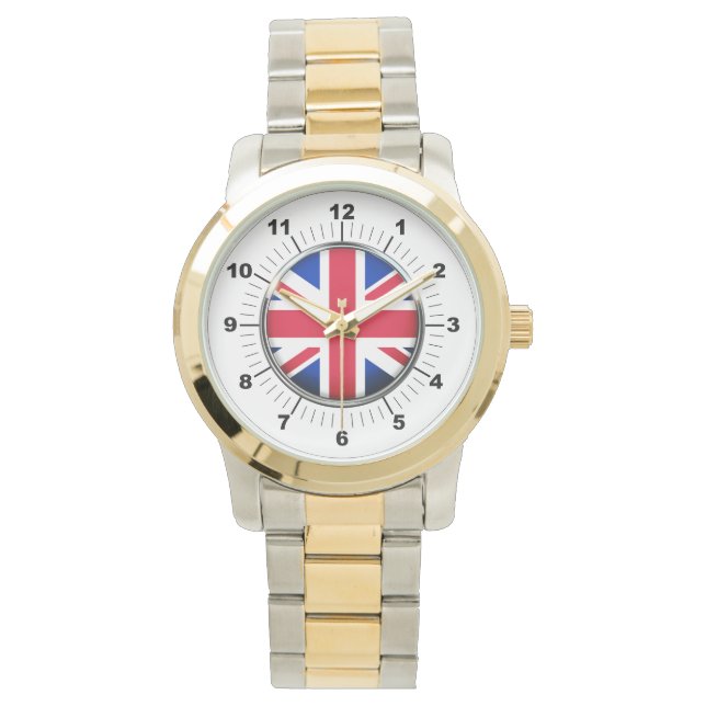 Mannen UK vlag Oversized Two-Tone Armband horloge (Voorkant)