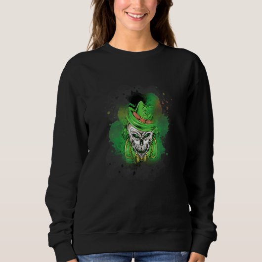 Mannen unieke St Patricks Day schedel Cool Saint P Trui (Voorkant)