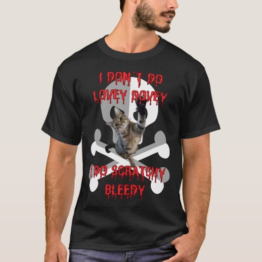 Mannen / Unisex "I Don't Do Lovey Dovey" Funny Cat T-shirt (Voorkant)