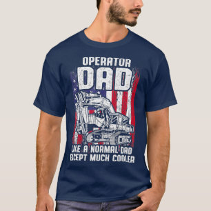 Mannen US Flag Heavy Equipment Excavator Operator T-shirt