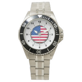 Mannen USA Vlag Roestvrij staal Armband Horloge