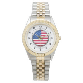 Mannen USA Vlag Two-Tone Armband horloge