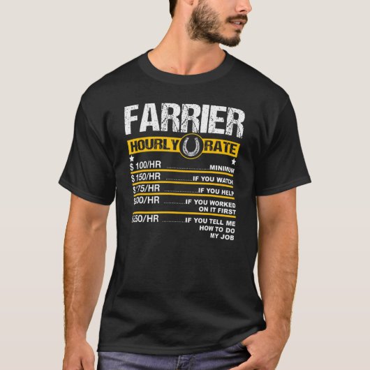 Mannen 'Uurly Rate'-Hoefijzer 'Hoof Trimming' E T-shirt (Voorkant)
