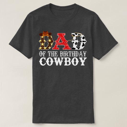 Mannen vader 1e eerste verjaardag Cowboy Westerne  T-shirt (Design voorkant)