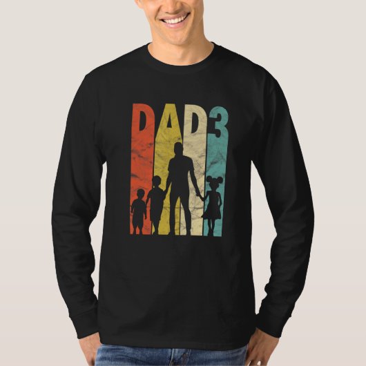 Mannen vader 3 Kinder vaders Dag 2 Sons 1 Dochter  T-shirt (Voorkant)