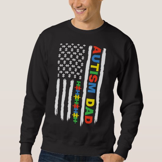 Mannen vader Autism Awareness Shirt American Flag (Voorkant)