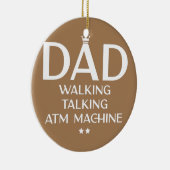 Mannen vader die praat over geldautomaten keramisch ornament (Rechts)