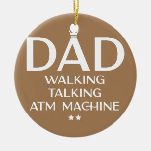 Mannen vader die praat over geldautomaten keramisch ornament