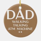Mannen vader die praat over geldautomaten keramisch ornament (Achterkant)