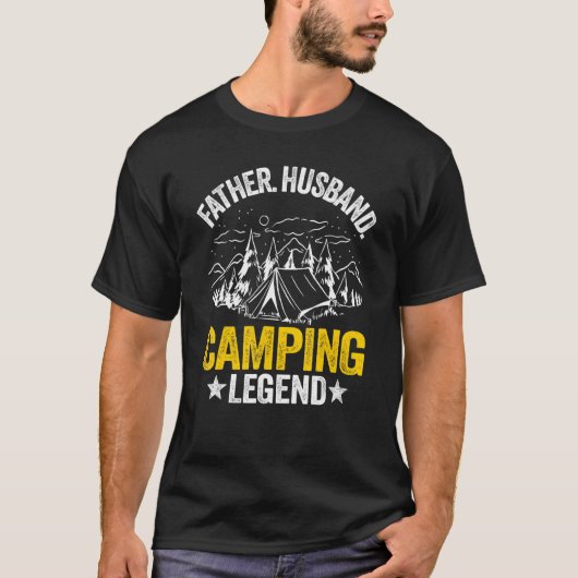 Mannen vader echtgenoot camping legende buiten RV  T-shirt (Voorkant)