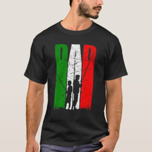 Mannen vader en zoon Vist Trip Angler Italië vlag T-shirt
