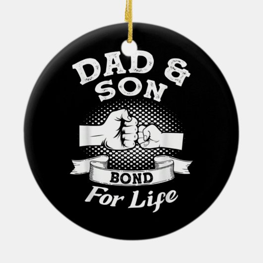 Mannen vader- en zoonband voor vader keramisch ornament (Achterkant)