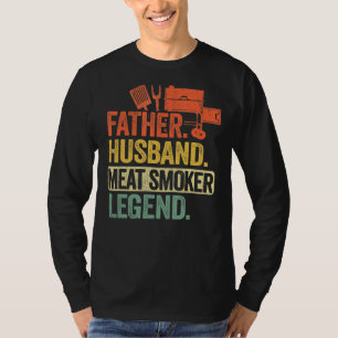 Mannen vader Geestband Vlees Smoker Legend Grillin T-shirt