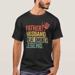 Mannen vader Geestband Vlees Smoker Legend Grillin T-shirt